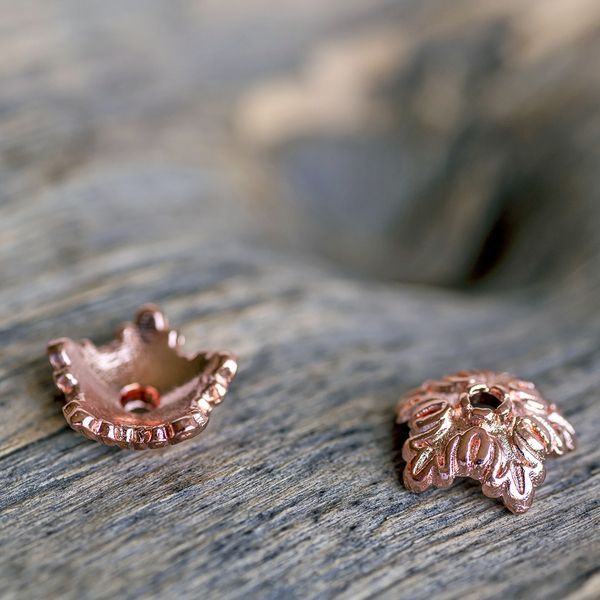 шапочка для бусин "барокко", цвет розовое золото, 10х4 мм