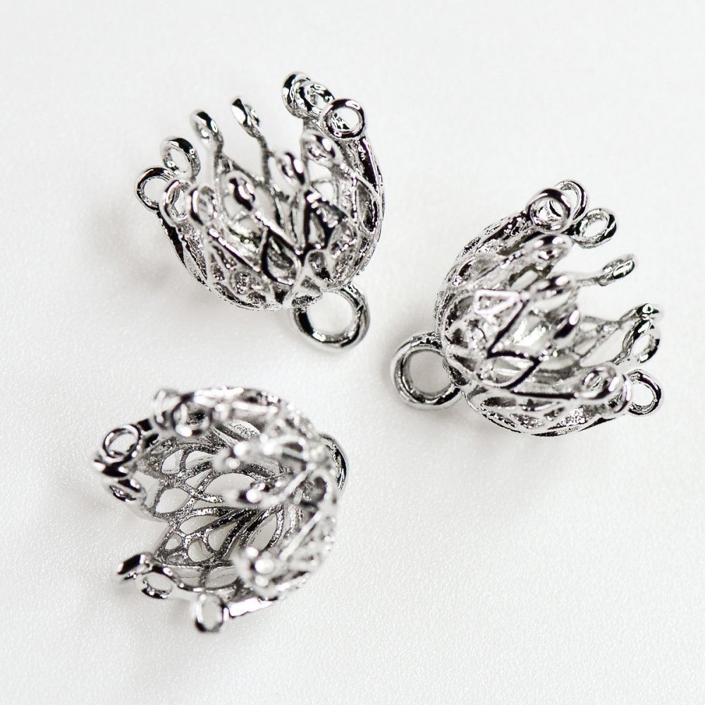 колпачок для бусин "шандельер", покрытие платиной, 12x11 мм