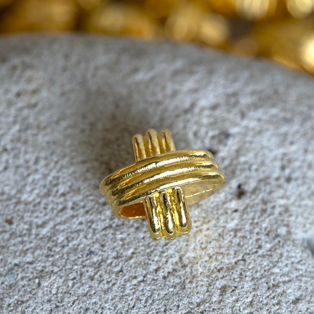 ес бусина металл "узел", цвет золото, 12x12x9 мм