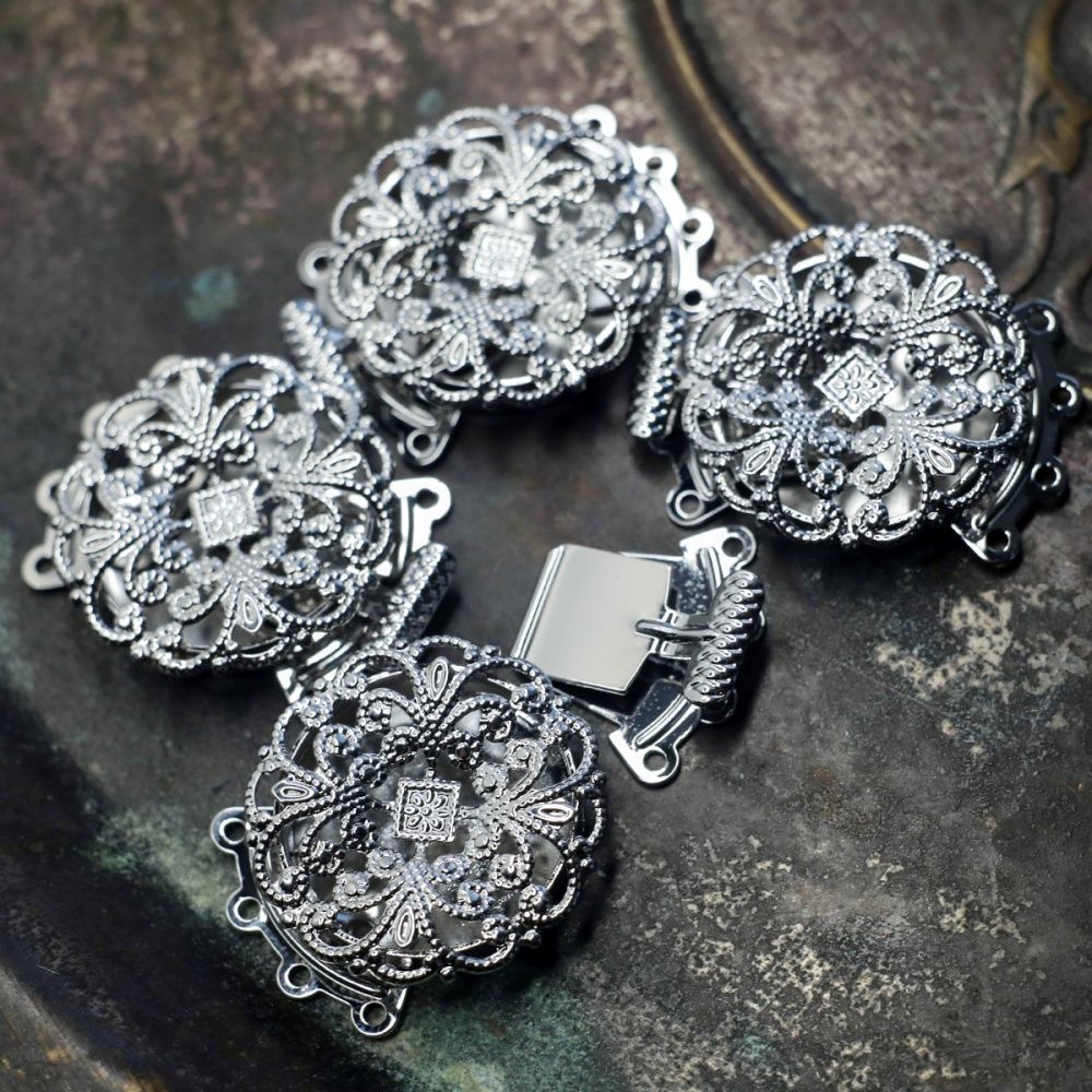 замок для украшений "флоранс", цвет платина, 29x23x6 мм