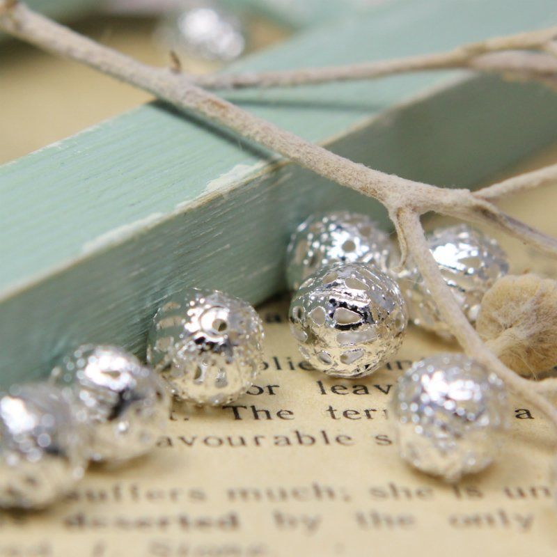 бусина, металл "винтаж" 8, цвет серебро, 8 мм