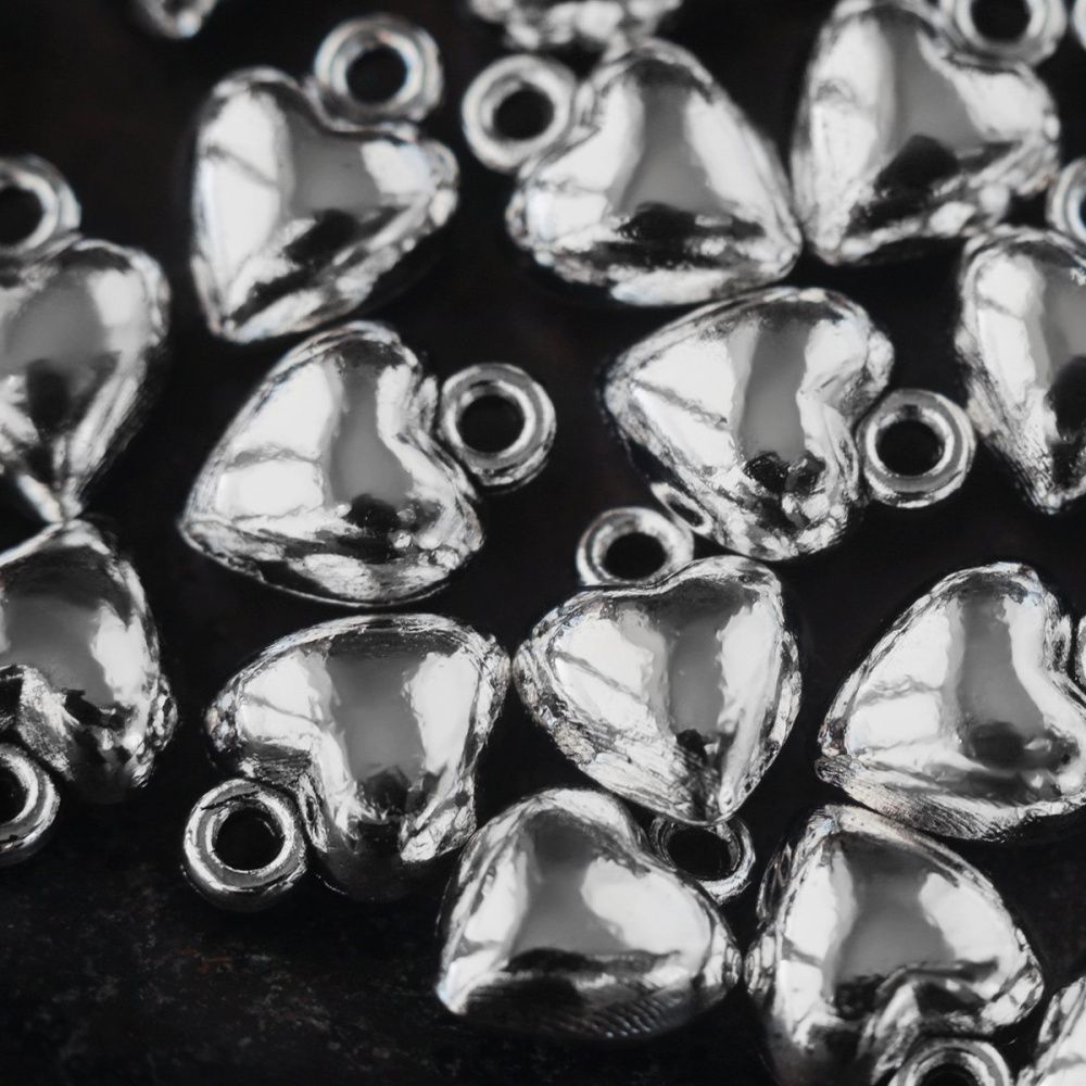 подвеска металл "сердце 3д", цвет античное серебро, 10x7x5 мм