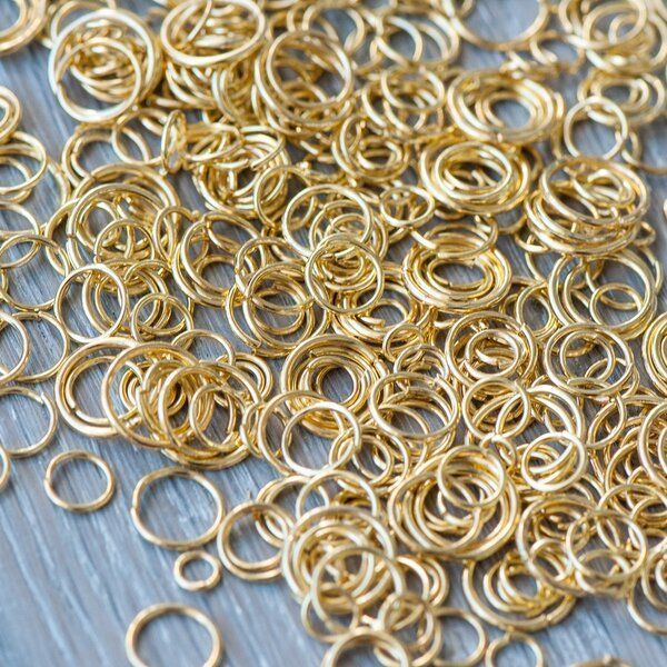 колечко соединительное, цвет золото, размерный микс (уп 10 г)