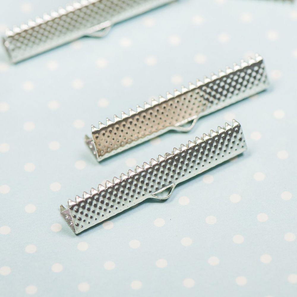 зажим для ленты, цвет платина, 35x8х5 мм