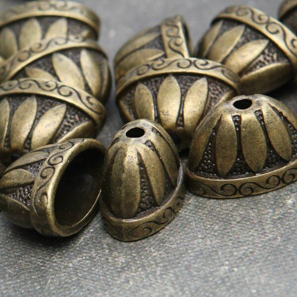 колпачок для бусин "росинка", цвет античная бронза, 14x2x12 мм