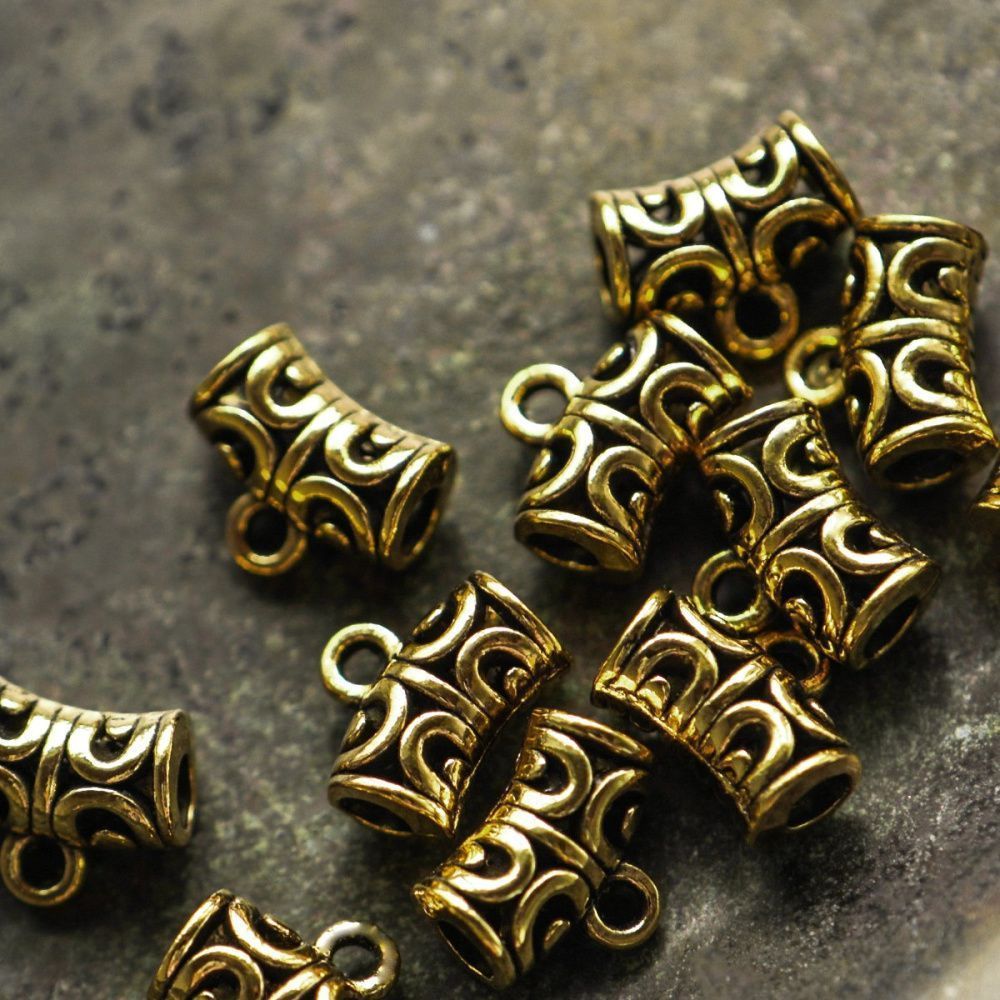 бейл "трубочка", цвет античное золото, 9.5х12х6 мм