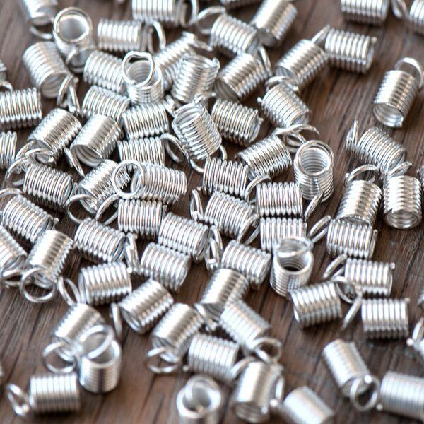 концевик-зажим "пружинка", цвет серебро, 9х5х3.5 мм 