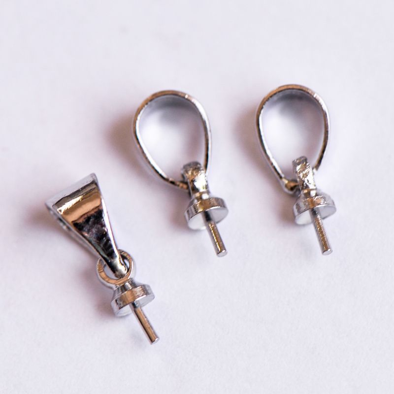 бейл "гвоздик с подвесом", цвет платина, 12 мм