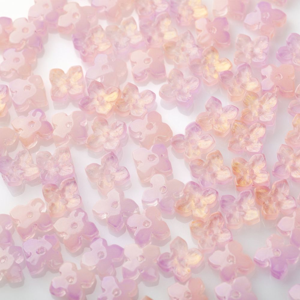 бусина "вероника", стекло, цвет розовый, 10x10x3.5 мм