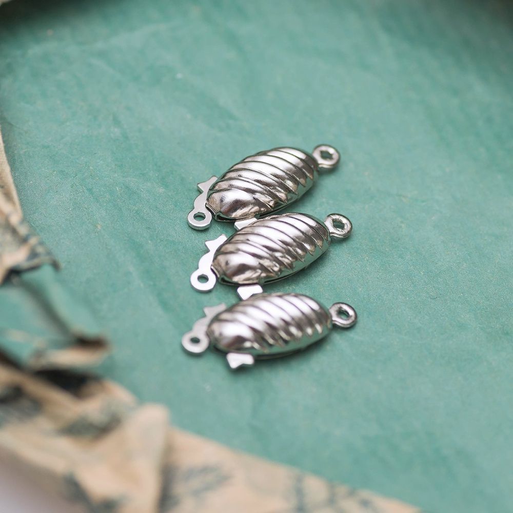 замочек-боб для жемчуга, цвет платина, 22x9x5 мм