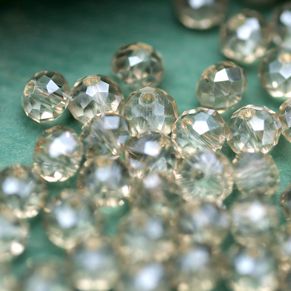 бусина, стекло абакус 12, граненая, цвет шампанского, 12х8 мм