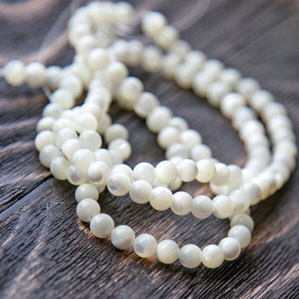 бусина из ракушки, "сишелл", цвет сливочный, 6 мм