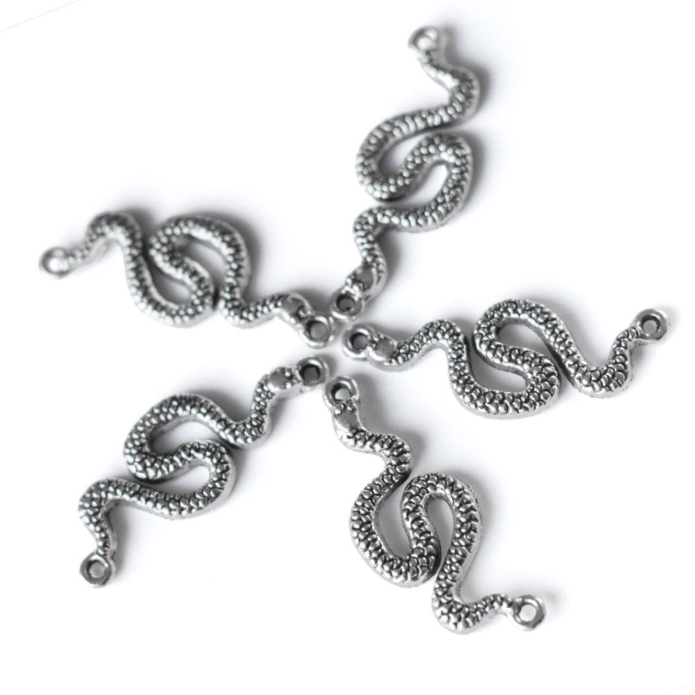 коннектор "змея", цвет античное серебро, 40x15x2.5 мм