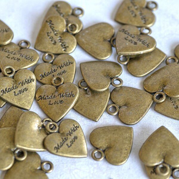 подвеска металлическая "сердце", цвет бронза, 20х17.5х3 мм