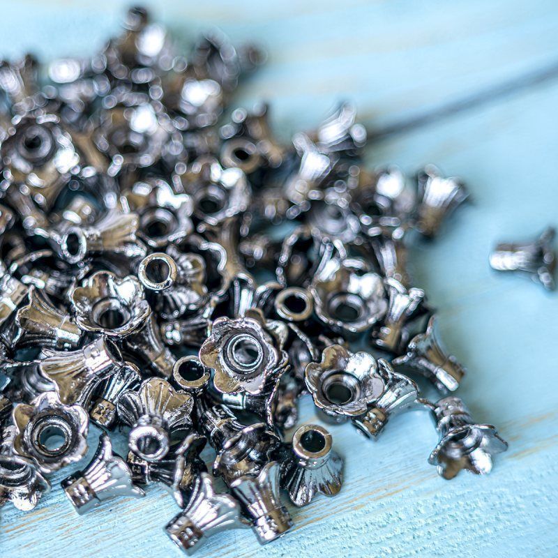 колпачок для бусин "глоксиния", цвет черный, 11.5x9 мм