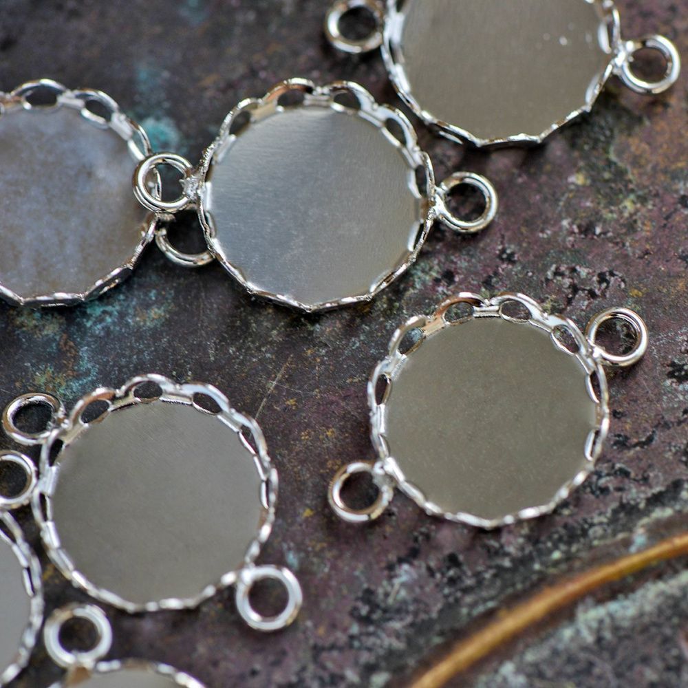 коннектор-сеттинг круглый "аркада", цвет платина, 20x13x3 мм