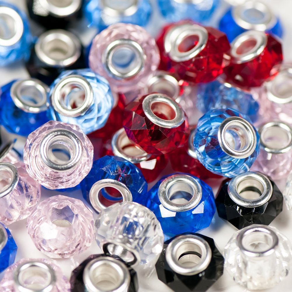 ес бусина граненая, стекло, цветовой микс, 14х10 мм