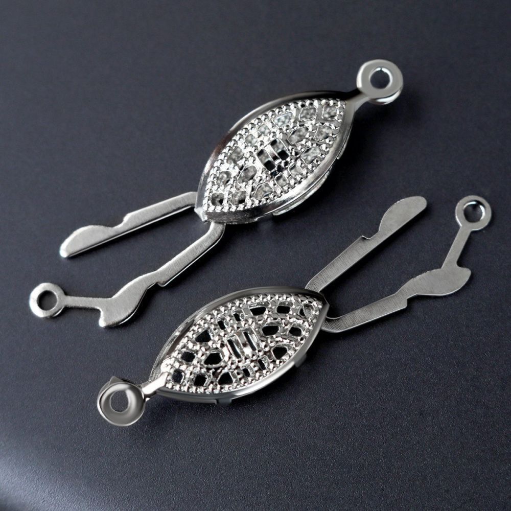 замочек-рыбка для жемчуга, цвет платина, 22x7x3.5 мм