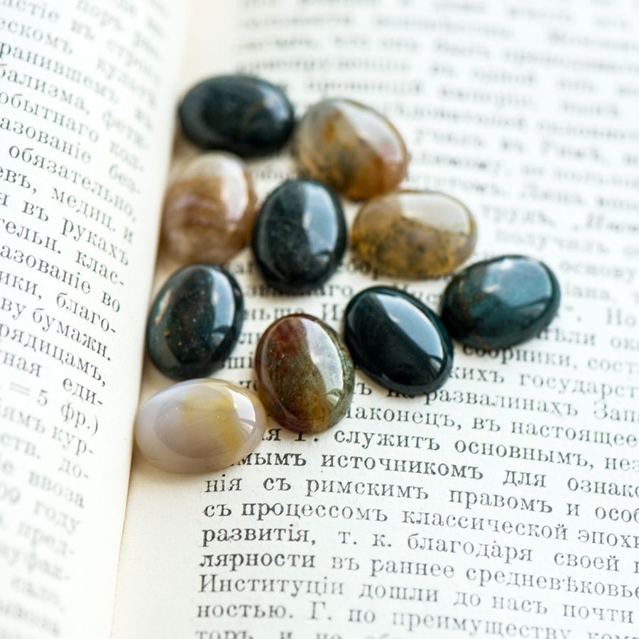 кабошон агат индийский овальный, природные тона, 16x12x5 мм