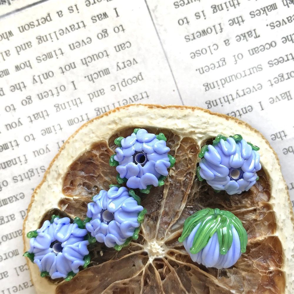 бусина, мурано "клевер", барвинковый, 22х15 мм