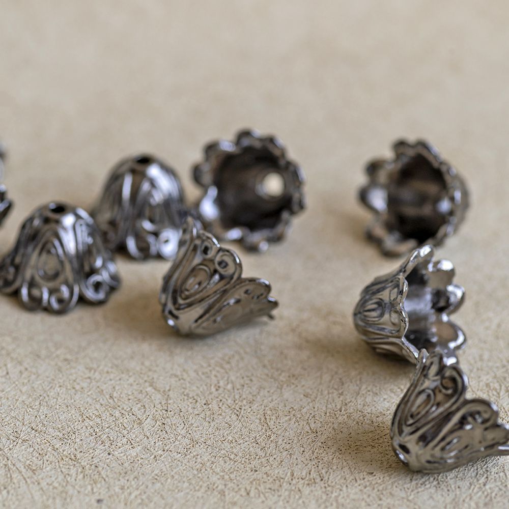 колпачок для бусин "марушин", цвет черный, 15x11 мм