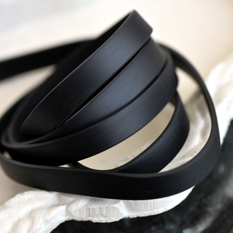 шнур резиновый, плоский, цвет черный, 10х2 мм