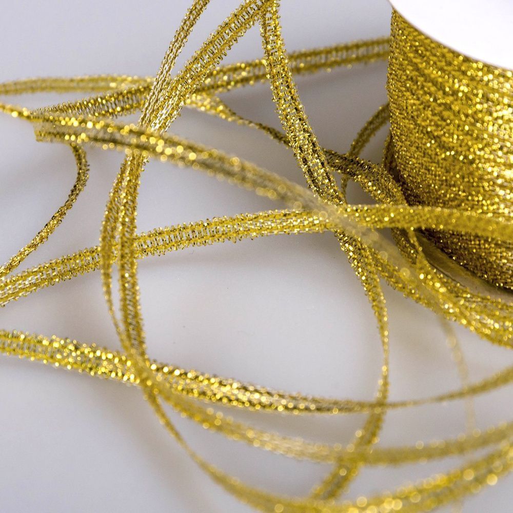 лента парчовая, цвет золото, ширина 3 мм