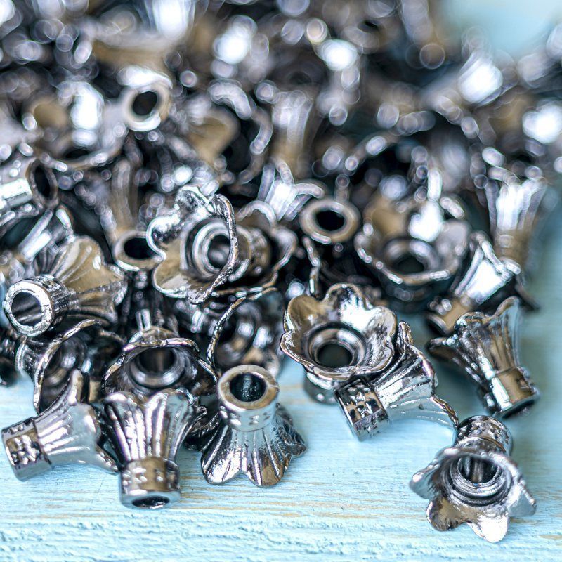 колпачок для бусин "глоксиния", цвет черный, 11.5x9 мм