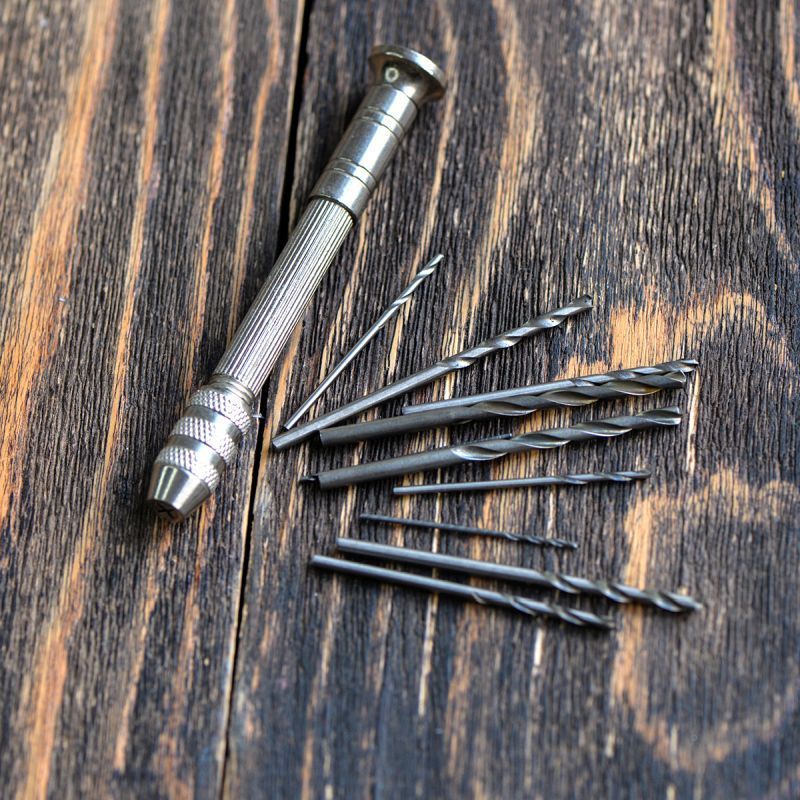 инструмент, мини-дрель ручная со сверлами, набор, платина