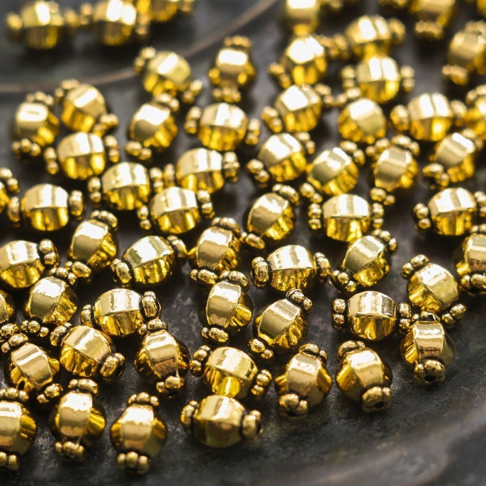 бусина, металл "бонбон", цвет античное золото, 10х7 мм