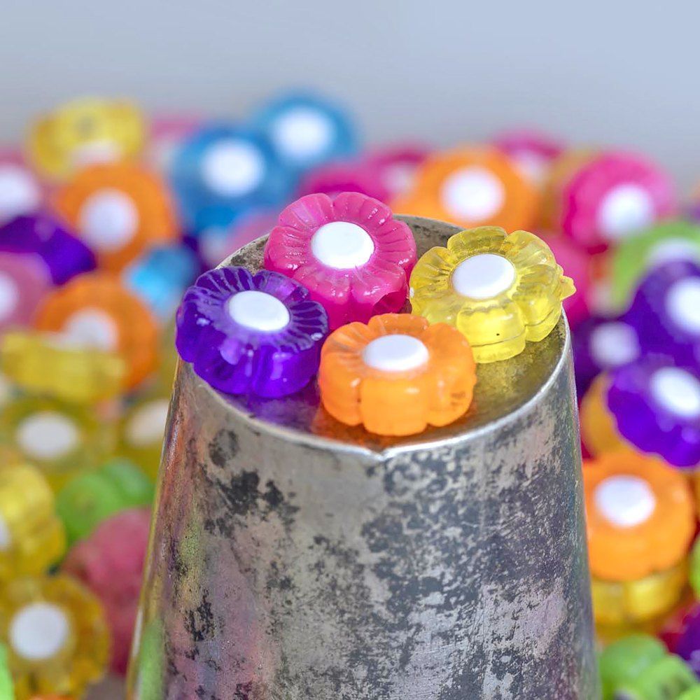 бусина, акрил "маргаритка", цветовой микс, 10х10х4 мм