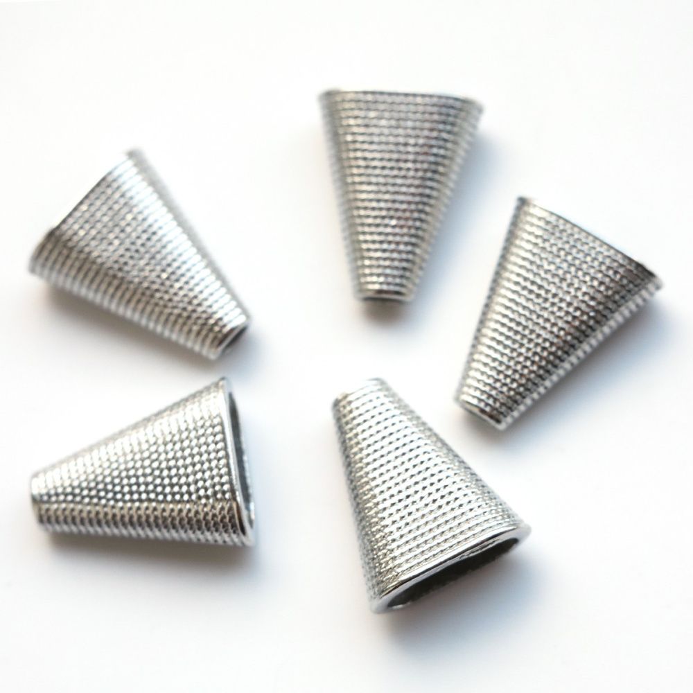 колпачок для бусин "файбер", цвет платина, 23x19x9 мм