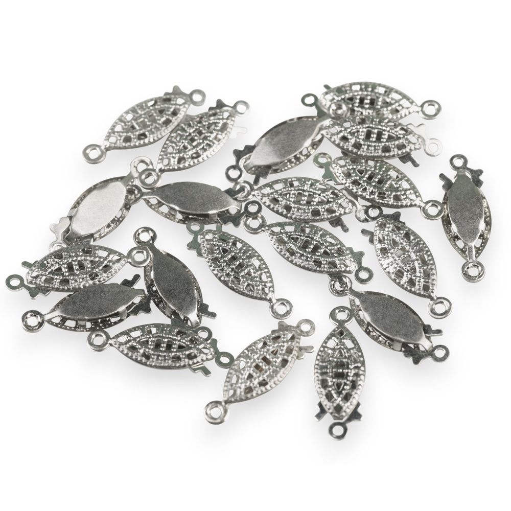 замочек-рыбка для жемчуга, цвет платина, 7x20x2.8 мм