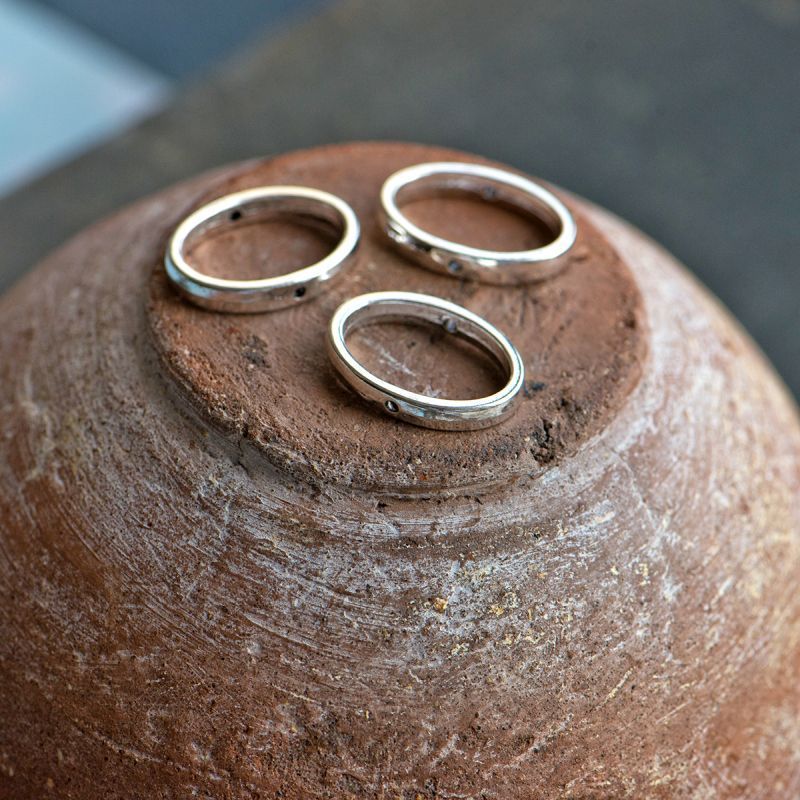 рамка для бусин "овал", цвет серебро, 19х14.5х3 мм