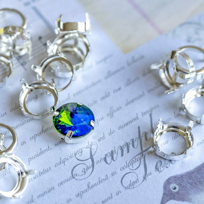 цапы для стразов круглые, открытые, серебро, 12 мм