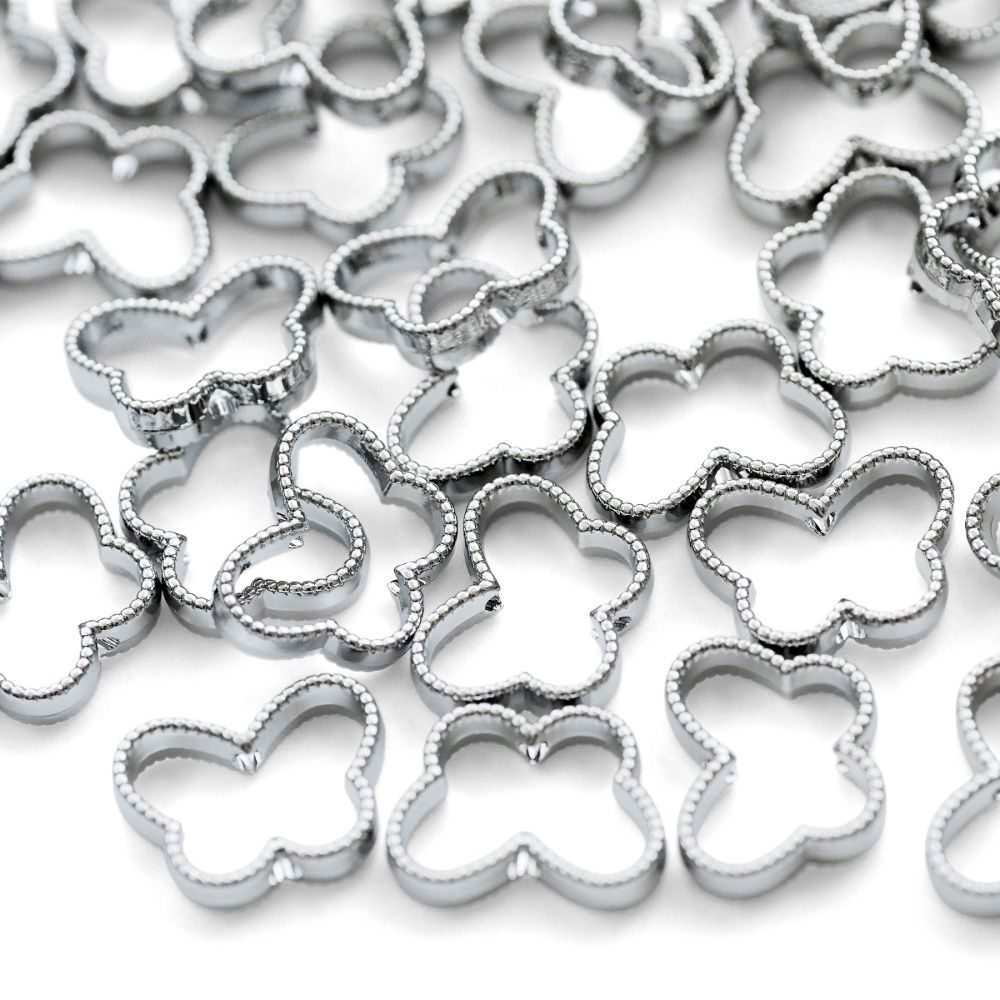 рамка для бусин "бабочка", цвет платина, 13x17.5x5x4 мм