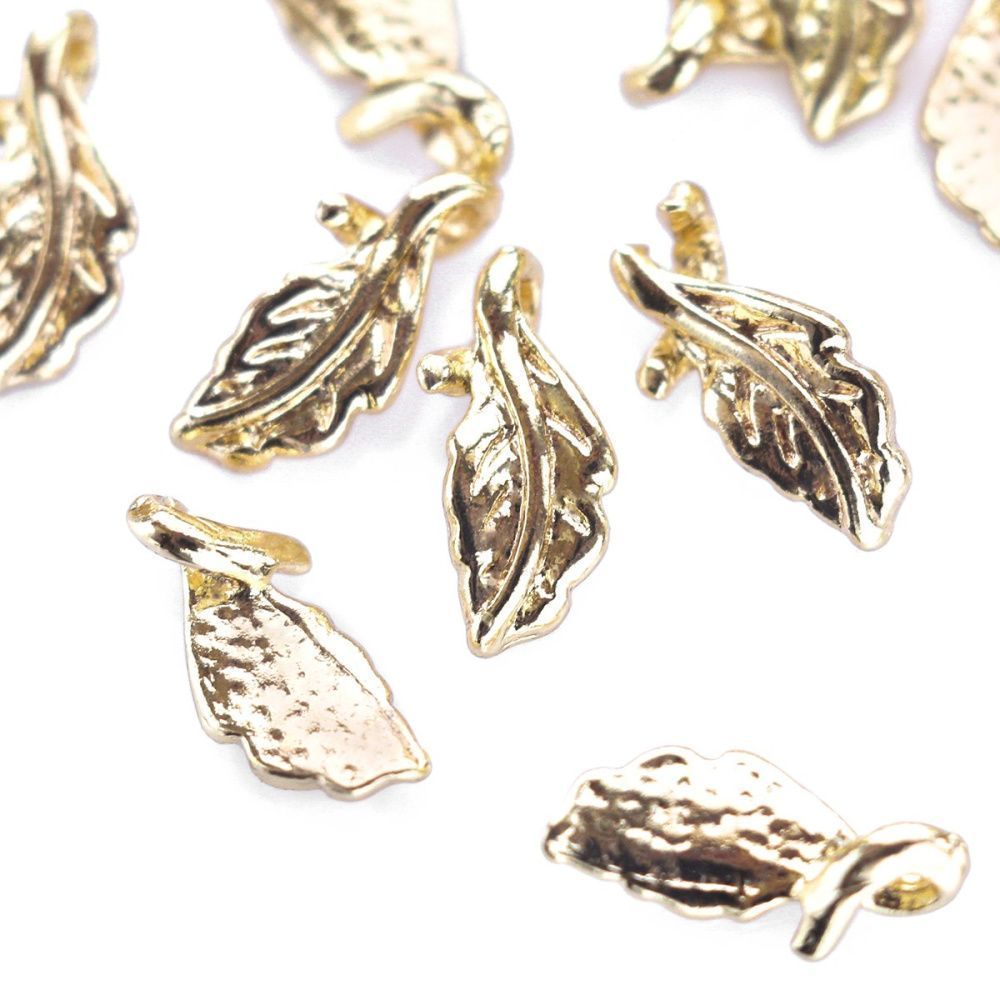 подвеска металл "листочек", позолота, 11x5x1 мм
