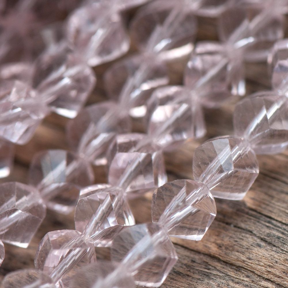 бусина, стекло "яблоко" 8, граненая, цвет розовый, 8х8 мм