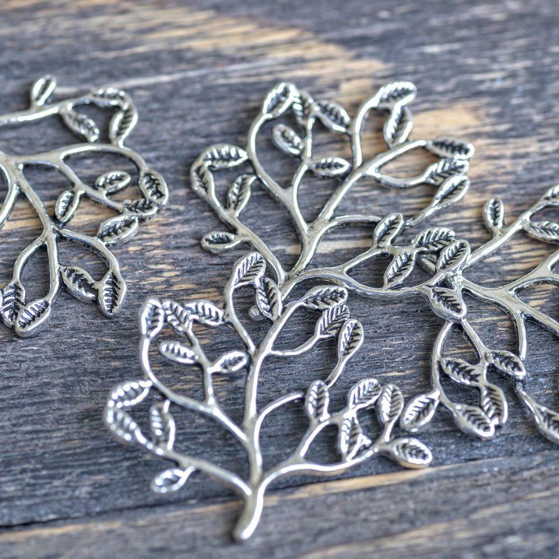 коннектор "дерево", цвет античное серебро, 30.5x32x2 мм