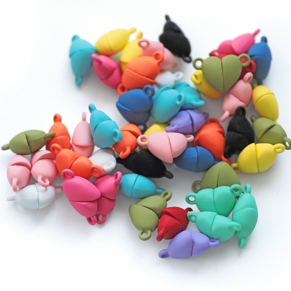 Замочки застежка магнитная "сердце", окрашенная, цветовой микс, 10.5x16x7 мм