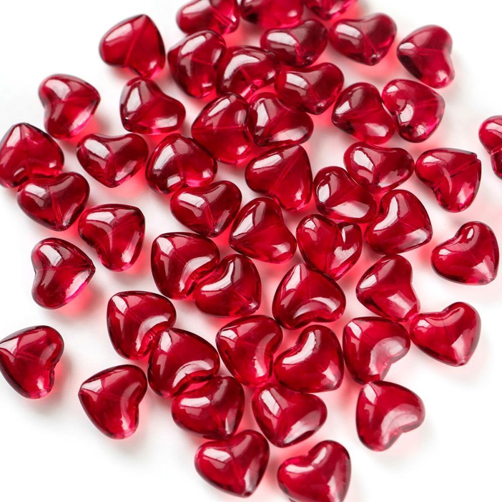 бусина "сердце", стекло, цвет красный, 12.2x15x8 мм