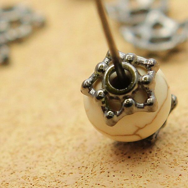 шапочка для бусин "звездочка", цвет черный, 7.5х3 мм