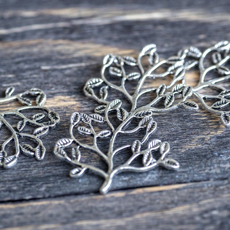коннектор "дерево", цвет античное серебро, 30.5x32x2 мм