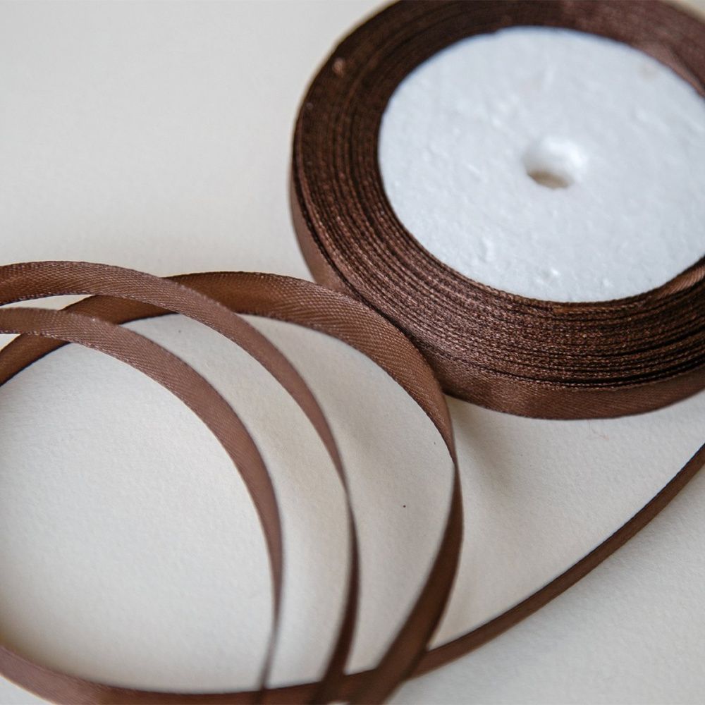 лента, атлас, цвет коричневый, ширина 10 мм ленты