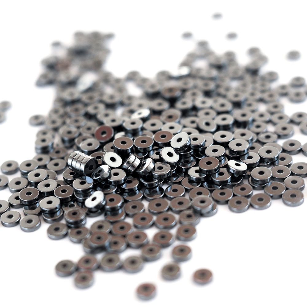 бусина гематит немагнитный синт., диск, цвет черный, 4x1 мм