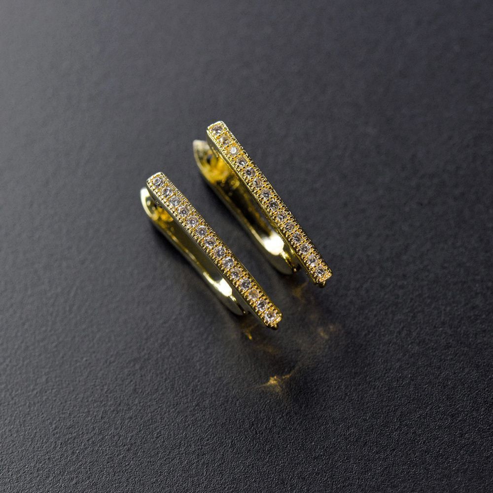 швензы "трек", с цирконием, цвет золото, 19x12x2 мм