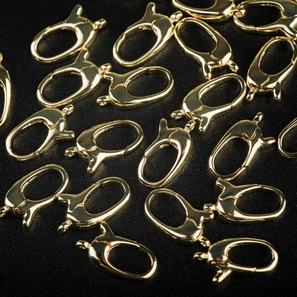 замочек-карабин "овал", позолота, 13.5x8x3 мм