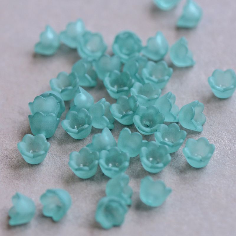 бусина, акрил "ландыш", цвет изумрудный матовый, 10х6 мм