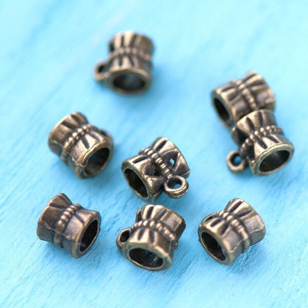 бейл "трубочка", цвет античная бронза, 12х9 мм