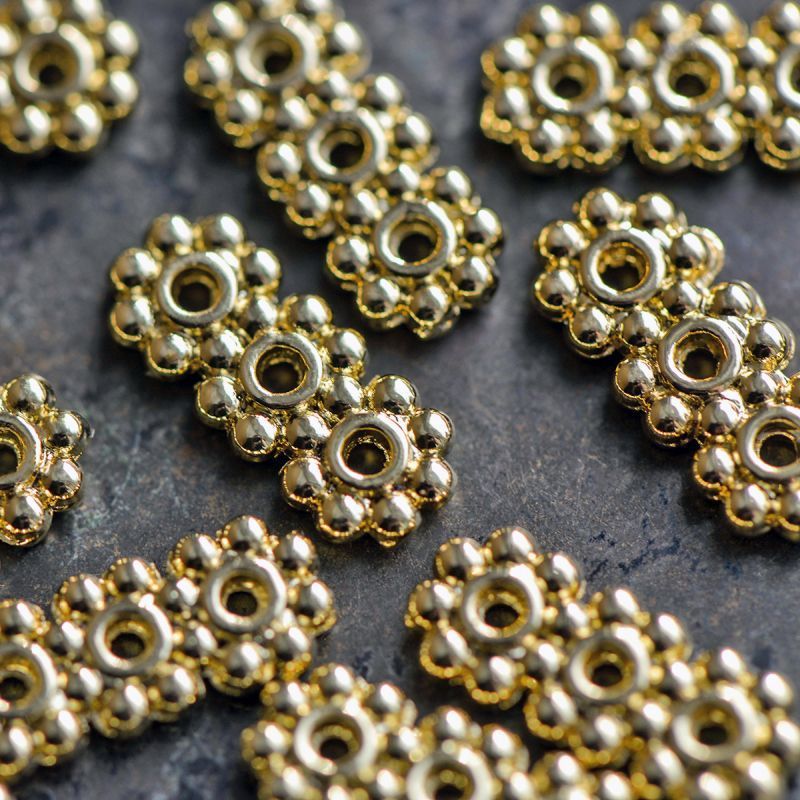 разделитель тройной "ромашка", позолота, 13x5.5x1.8 мм